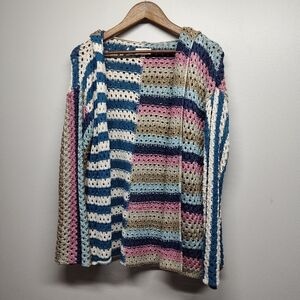 Elan Blue and Pink Striped Cardigan